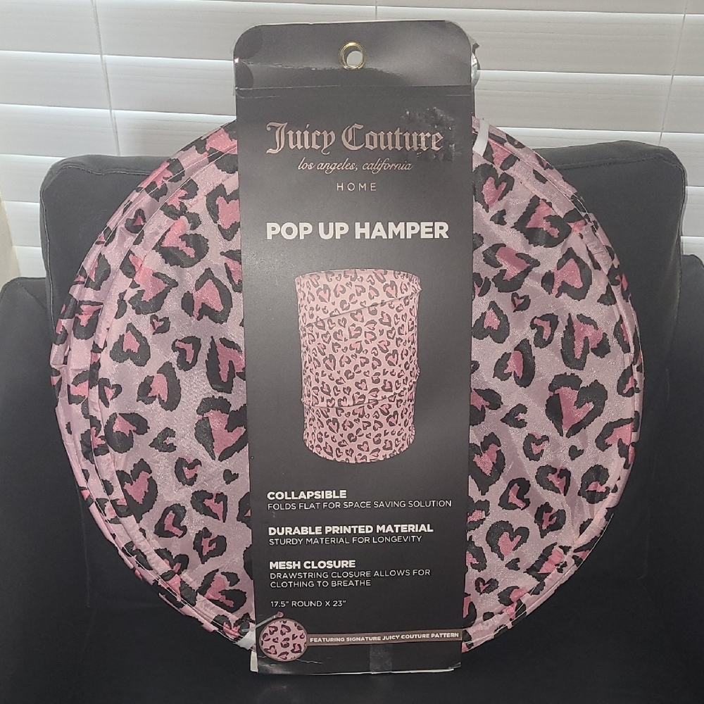 Juicy Couture Pink and Black Leopard Hamper - 17.5"x23"
